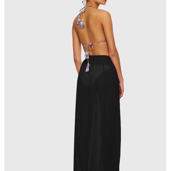 Swimwear cover up skirt black tie waist - Picture 2 of 4
